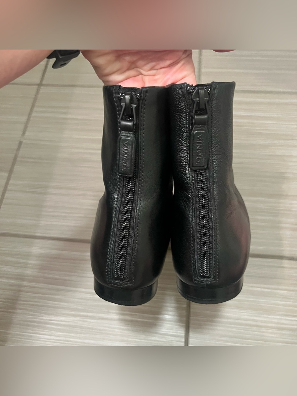 Vince Ness Women's Black Leather Boots Size 6.5 square toe - Picture 7 of 10
